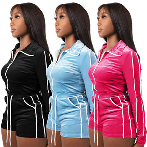 Conjunto Deportivo de 2 Piezas para Mujer, Invierno, Casual, Color Sólido, Personalizable, Estilo Urbano, Felpa de Algodón, Estampado, Bordado, Transpirable, Secado Rápido - Product Image 1