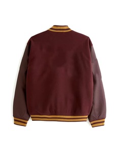 Chaqueta Universitaria de Cuero de Alta Calidad con Logotipo Personalizado, Chaqueta Bomber de Cuero con Bordado de Letras para Hombre - Product Image 2