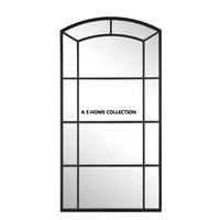Miroir de luxe de bonne qualité en forme de rectangle, fantaisie, arqué, noir, miroir sur toute la longueur