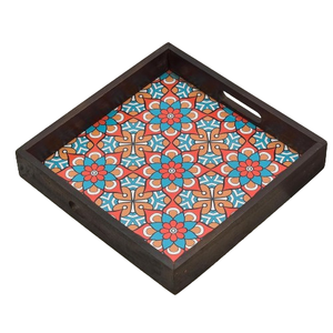 Nouveauté : Plateau de service en bois de mangue blanchi au chaux avec poignées métalliques pour la nourriture et le dîner - Product Image 4