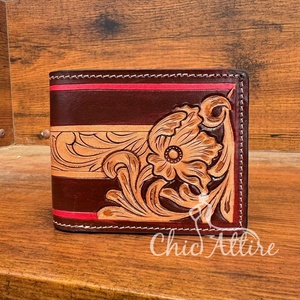 Wholesale Luxury Designer Hand Tooled Leather Bifold Short <b>Wallet</b> High Quality Genuine Cowhide Leather Credit <b>Card</b> <b>Holder</b> <b>Wallet</b> - Product Image 1