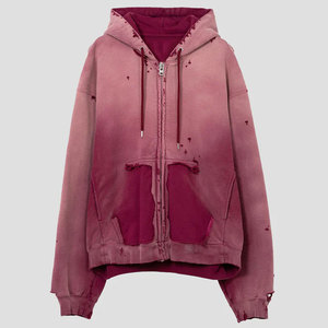 เสื้อฮู้ดดี้ผู้ชายสไตล์วินเทจฟอกสีแบบขายส่ง ทรงโอเวอร์ไซส์ สตรีทแวร์  รับสกรีนโลโก้ - Product Image 1