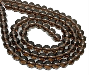 Cuentas de Piedra, Cuentas de Cuarzo Ahumado, Hilo de Piedras, Joyería de Piedras, Gema Suave Suelta, Collar Curativo, Cristal Natural al por Mayor - Product Image 1