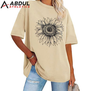 Camiseta Holgada de Verano para Mujer, Top de Algodón Suave, Corte Holgado Informal para Uso Diario, Camiseta Holgada para Mujer - Product Image 1