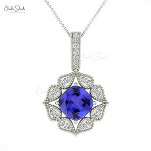 จี้อาร์ตเดคโคสีทอง14K 1.1 CT Tanzanite ที่ได้แรงบันดาลใจจากจี้เพชรที่ละเอียดอ่อนและเป็นแรงบันดาลใจ - Product Image 3