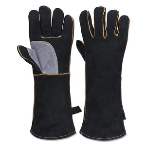 Guantes resistentes al fuego y al calor extremo, cuero con costuras de Kevlar, perfectos para chimenea, estufa, horno, parrilla, soldadura - Product Image 1