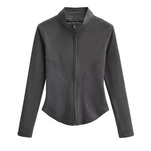 Top de Yoga Personalizado Transpirable de Spandex/Nailon, Talla Grande, Chaqueta Deportiva para Mujer, Ropa de Entrenamiento Suave, Media Cremallera en Contraste - Product Image 6