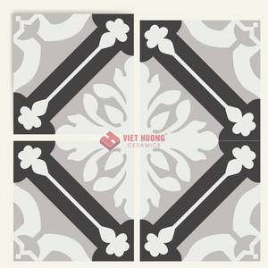 La tuile en ciment 200x200mm ajoute un caractère distinctif aux intérieurs grâce à des détails géométriques artisanaux. - Product Image 1