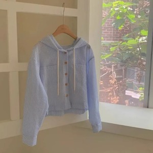 เสื้อมีฮู้ดสำหรับผู้หญิงเสื้อเชิ้ตผ้าฝ้าย100% ฤดูร้อนเสื้อเชิ้ตลำลองมีสไตล์น้ำหนักเบาออกแบบได้ตามต้องการ - Product Image 5