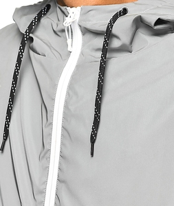 <b>Men's</b> Hooded Quarter-Zip Windbreaker <b>Jacket</b> <b>Lightweight</b> Breathable Solid Gray Sporty Long Sleeve Polyester Outerwear Casual - Product Image 3