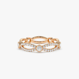 Nouvelle Arrivée Bijoux de Mode Bagues en Diamant en Or Rose Pur 14K Bague Éternité Diamant Infini Entrelacée Empilable Alliance de Mariage - Product Image 1