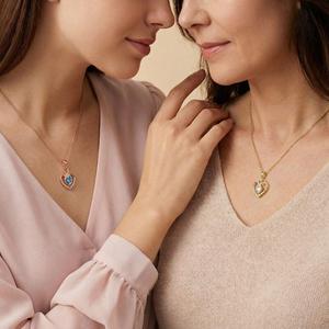 Jeulia Custom Heart <b>Mother</b> <b>Daughter</b> Necklace Set-Gold Plated Alloy Chain with Zircon - Product Image 3