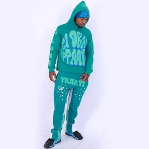 Custom <b>Men's</b> O-Neck Mid Spliced Fleece Track <b>Suits</b> Casual for Pink Black <b>White</b> Jogging Prints for Winter Training Custom Logo - Product Image 5
