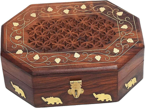 Boîte à bijoux décorative en bois, boîte en bois décorative, boîte en bois décorative antique pour femmes et filles, organisation de bijoux - Product Image 5