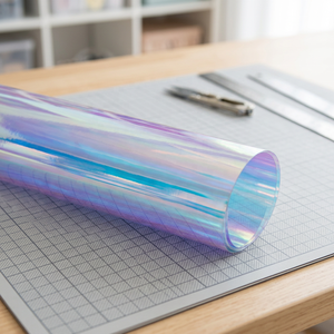 Soft High Gloss Translucent <b>Moisture</b> Proof PVC Dichroic Iridescent Lamination Rainbow Film for Decoration Design - Product Image 4