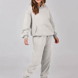 Conjunto de pantalones de dos piezas para mujer, ropa de mujer 2025, conjuntos de joggers de entrenamiento, chándales de algodón personalizados para mujer, Sudadera con capucha y bolsillo - Product Image 5