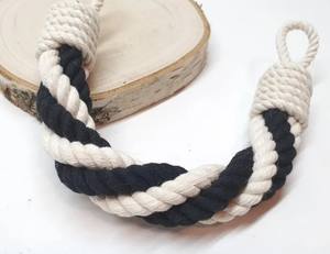 Attache de rideau en corde de coton noir et blanc, fait main, torsadé - Product Image 2