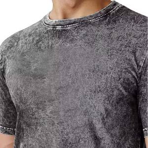 Haute qualité Premium conception personnalisée couleur unie homme lavage à l'acide t-shirts quantité en vrac Logo personnalisé vêtements pour hommes chemise de rue haute - Product Image 3