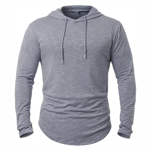 Sudadera con capucha gris para hombre, jersey gris jaspeado, sudadera informal, sudadera con capucha de Pakistán con dobladillo curvo, sudadera deportiva gris, ropa de calle minimalista - Product Image 6
