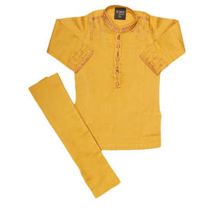 Traje Kurta Shalwar Bordado para Niños - Color Mostaza - Product Image 1