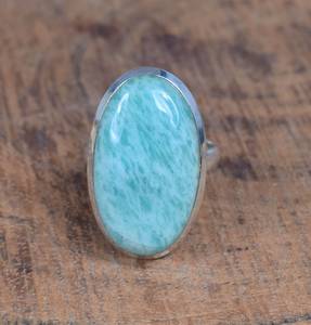 92.5 Silver Amazonite Natural Oval Shape Gemstone <b>Ring</b> Gift for her - Product Image 3