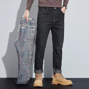2024 Spring New High Quality Men's <b>Jeans</b> Street Fashion Casual Denim Pants <b>Elastic</b> Straight Slim Trousers for Mid <b>Waist</b> Men - Product Image 1