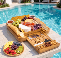 Ensemble de planches à fromage et charcuterie carrées en bambou personnalisées avec couteaux gravés – Cadeau personnalisé pour un anniversaire de mariage écoresponsable