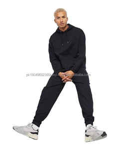 New Style Cotton <b>Black</b> <b>Mens</b> Fleece Lined Set Loose <b>Hoodie</b> and Tracksuit Jogger Set - Product Image 2