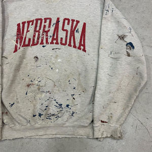 Sudadera recortada desgastada con salpicaduras de pintura de calidad superior OEM para hombre, ropa de calle de lavado químico, sudadera con estampado personalizado - Product Image 2