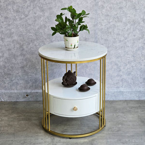Contemporary 2-Tier Side <b>Table</b> with Convertible Metal Frame and Durable Drawers Classic Tea <b>Table</b> Design-<b>Sofa</b> Side <b>Table</b> SST016 - Product Image 3