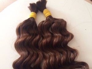 Cheveux humains Remy 100% naturels, ondulés, couleur brune, super double tirage, longueur maximale, cuticules alignées, teinture plus foncée possible - Product Image 6