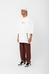 T-shirt Homme 2023 Coupe Oversize Épaules Tombantes Imprimé Sérigraphié Détail Zip Personnalisé 100% Coton Tricoté Écologique Décontracté 180-200 - Product Image 5