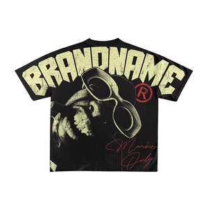 Camiseta de gran tamaño con estampado vintage de algodón lavado ácido cuadrado recortado unisex personalizada fabricantes - Product Image 2