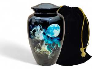Wolf <b>Urn</b> 3 Wolves Cremation Funeral and Memorial <b>Urn</b> for <b>Pet</b> <b>Ashes</b> Holds up to 200 Lbs Affordable <b>Urn</b> for <b>Ashes</b> - Product Image 6