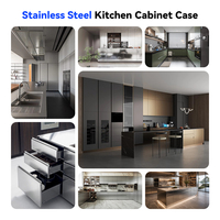 Kabinet Dapur Logam Premium Terbuat dari Baja Tahan Karat 304 dengan Lapisan Kaca Lacquer dan Finishing Batu untuk Proyek Vila dan Komersial