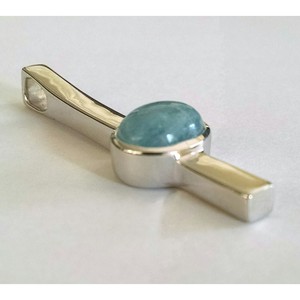 Colgante de Aguamarina Lechosa Natural para Mujer, Plata de Ley 925 con Engaste de Bisel en Oro Rosa, Joyería Exclusiva de Shah Gems - Product Image 1
