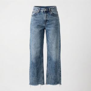 Ecoparty Women New Fashion Solid Wide Leg Jeans High Full Length <b>Trousers</b> <b>Belt</b> Loose Stitching Washable Denim Pants Breathable - Product Image 1