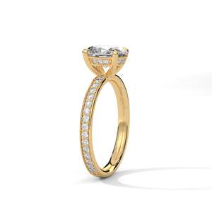 Anillo de Compromiso con Diamante Ovalado de Laboratorio, Anillo Solitario con Banda Pavé en Oro de 10K, 14K, 18K y Plata 925, Anillo de Promesa con Corte Ovalado, Maz - Product Image 4
