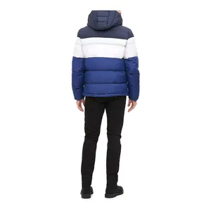 Veste matelassée en toile à capuche de qualité supérieure pour homme, logo personnalisé, hiver, extérieur, chaude, matelassée, lourdement isolée, logo sur le devant - Product Image 5