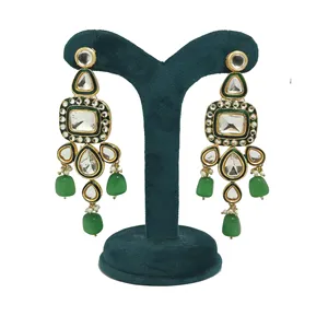 Ensemble de collier Poki Kundan plaqué or antique de luxe Royal Heritage, bijoux de mariée vintage en cuivre fin pour les mariages - Product Image 4