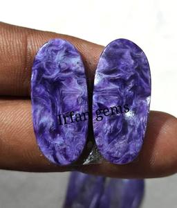 Charoite naturelle en gros paire Cabochon pierre polie à la main pierre précieuse pour la fabrication de bijoux guérison et conceptions personnalisées Charoite - Product Image 3