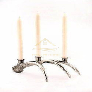 Antler Wax Holder <b>Silver</b> Color Four Candle Holder in One Frame Aluminum Cast <b>Lanterns</b> Candle Stick Stand Supplies From India - Product Image 2