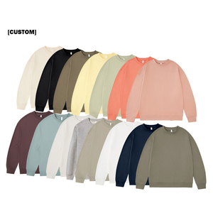 Customizable 330Gsm 100%Cotton Terry Oversized Solid Color Crew Neck <strong>Sweatshirt</strong> Patch Embroidery <strong>Sweatshirt</strong> With 15 Colors