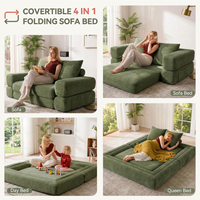Sofá Cama Convertible 4 en 1, Sofá Cama Plegable de 76 Pulgadas, Tapicería de Pana Ancha, Colchón sin Estructura