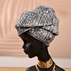 Juego de Esculturas de Emperatriz Africana Hechas a Mano, Estilo Art Deco Nórdico, Material de Resina, Patrón Geométrico Abstracto, 2 Piezas, para Oficina y Hogar - Product Image 3