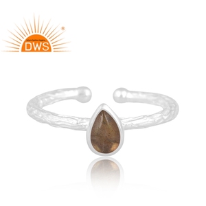 Anillo ajustable de piedras preciosas de labradorita Natural de plata de ley fina de la mejor calidad, joyería personalizada para mujer, regalo para ella - Product Image 2