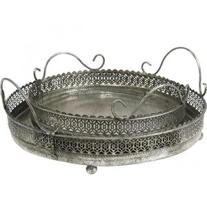 Plateau de luxe Décoration de la maison Plateau en métal Forme ronde Vaisselle Ustensiles de cuisine Restaurants Barware Fabricant de gros Fournisseur - Product Image 2