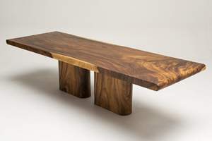 Table en bois de suar massif Esty de haute qualité en finition naturelle pour le salon, la salle à manger - Product Image 2