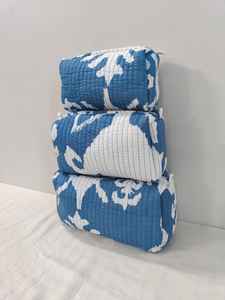 Set of 3 Cotton Quilted Floral Print Makeup <b>Bags</b> with Zipper Closure Lightweight <b>Travel</b> & for <b>Organizer</b> From Rajasthan - Product Image 5