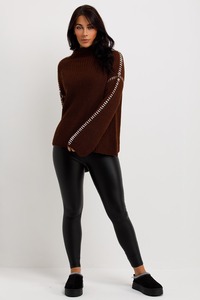 Personnalisé de haute qualité pour femmes formel court ample pull Jacquard surdimensionné logo de mode motif solide polyester d'hiver - Product Image 2